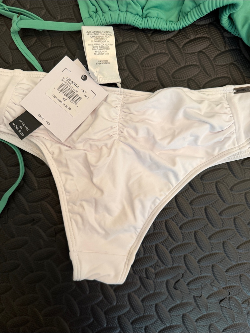 O'Neill Mint Green & White Two-Piece Tie Bikini Set - Picture 5 of 6